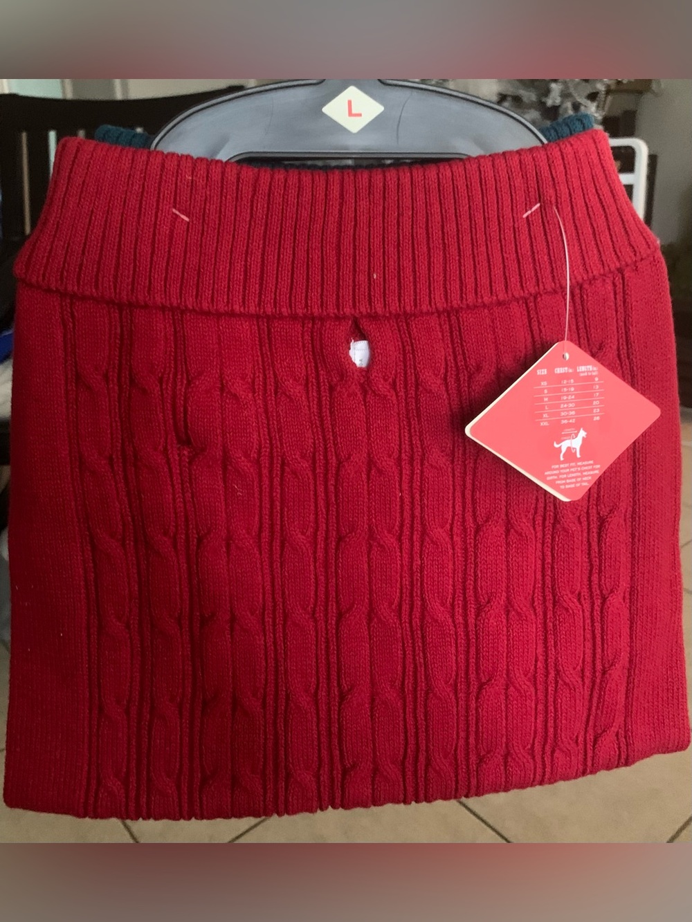 NWT St. John Red Cable-Knit Dog Sweater